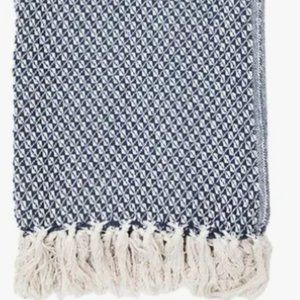 100% Cotton Checkered Blanket Throw NWT Navy Blue NEW